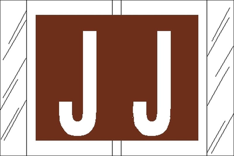 Tabbies Original COL'R'TAB 12000 Series Alpha Labels  Brown  J""  1""H x 1-1/2""W  Heavy Duty & Fade-Resistant  Made in The USA  500 Labels/Roll